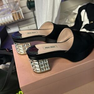 Miu miu rhinestone pumps / slides